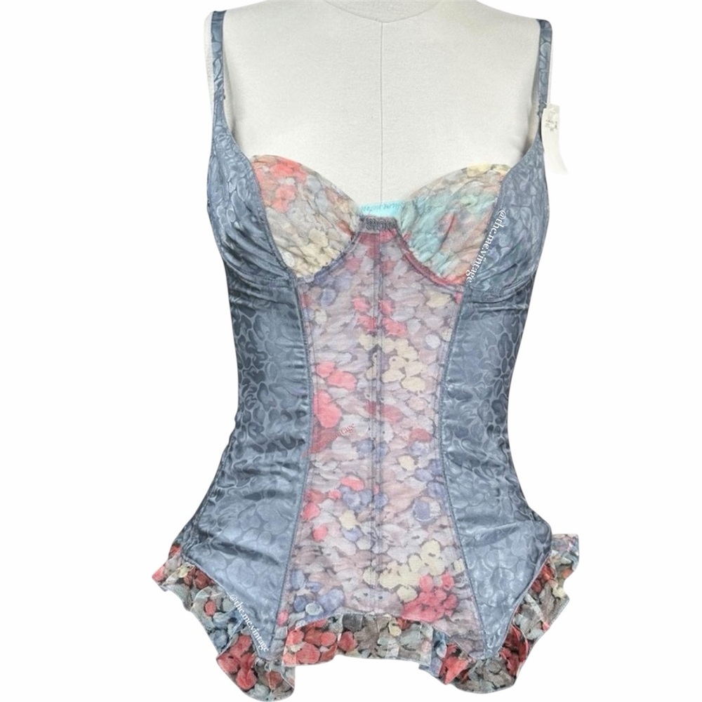 RARE Vintage Dior Lingerie Pastel Butterfly Corset Bustier Top